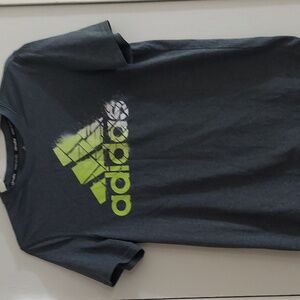 Adidas Climalite Charcoal Tee with Bright Green Logo